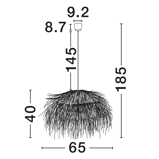 Lampadario cupola fili di rattan naturale per tavolo sala da cucina