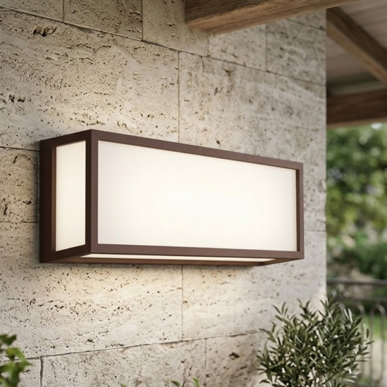 Applique da esterno balcone corten rettangolare top light osaka