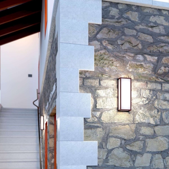 Applique da esterno balcone corten rettangolare top light osaka