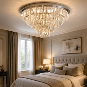 Ondaluce pl castle plafoniera camera da letto cristalli pendenti cromo