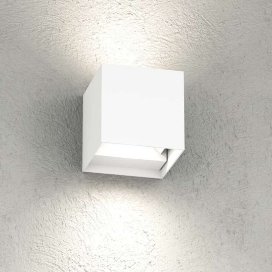 Top light applique cubo da parete per esterno perth bianco led cct 3000k 4000k