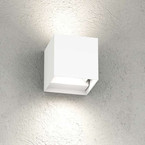 Top light applique cubo da parete per esterno perth bianco led cct