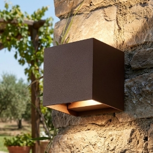 Applique da esterno cubo corten led orientabile cct 3000k 4000k top ligh perth ip65