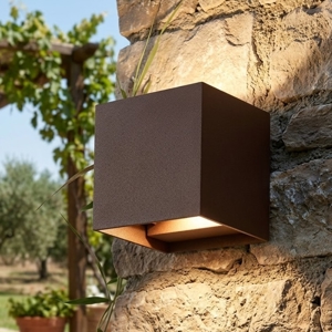 Applique da esterno cubo corten led orientabile cct top ligh perth ip65