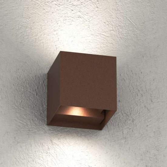 Applique da esterno cubo corten led orientabile cct 3000k 4000k top ligh perth ip65