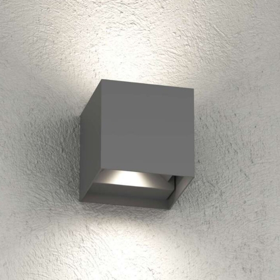 Top light perth applique cubo da esterno antracite led cct 3000k 4000k biemissione