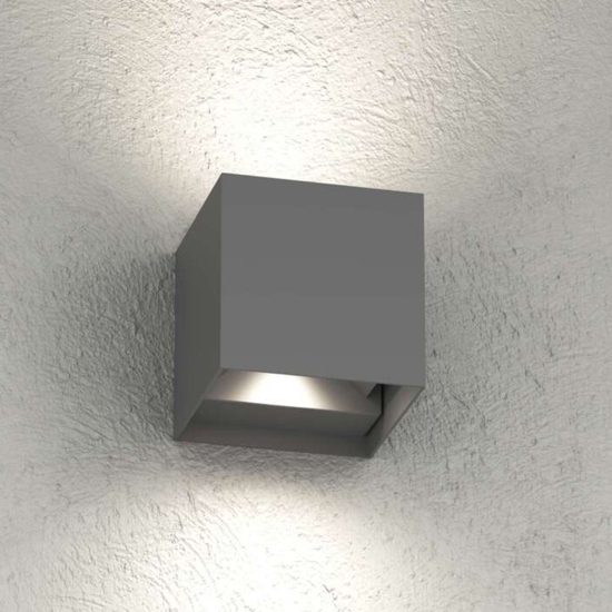 Top light perth applique cubo da esterno antracite led cct biemissione