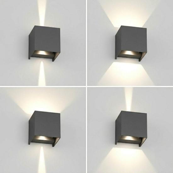 Top light perth applique cubo da esterno antracite led cct 3000k 4000k biemissione