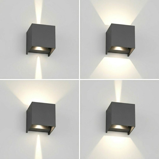Top light perth applique cubo da esterno antracite led cct biemissione