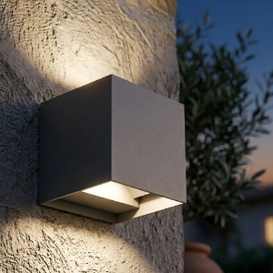 Top light perth nera applique da esterno cubo led orientabile cct 3000k 4000k ip65