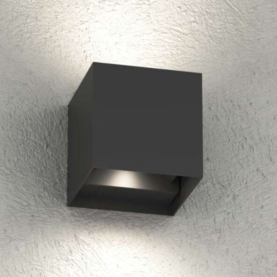 Top light perth nera applique da esterno cubo led orientabile cct 3000k 4000k ip65