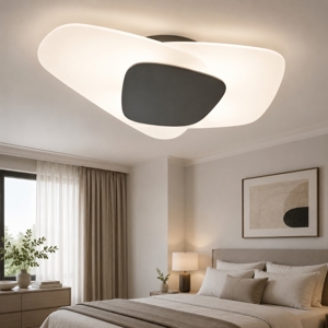 Plafoniera camera da letto 54cm vetri bianchi placca antracite