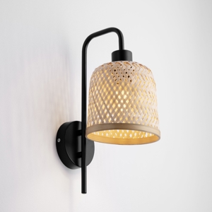 Applique da parete nero rattan naturale