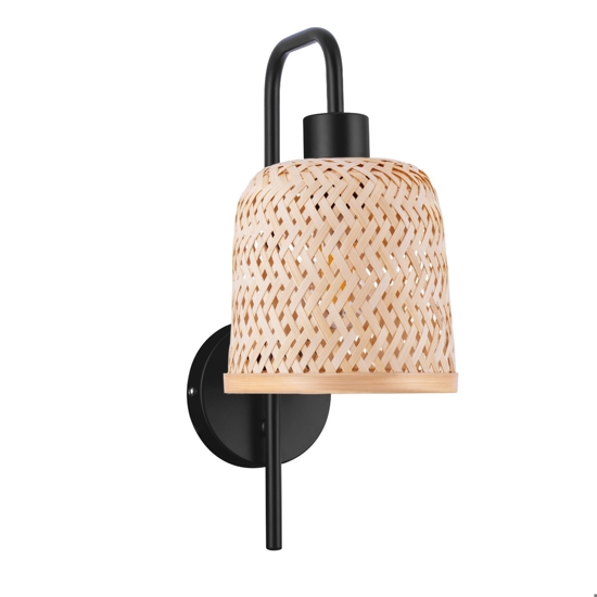 Applique da parete nero rattan naturale