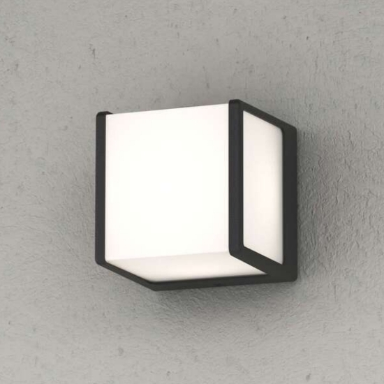 Top light dubai applique da esterno moderno cubo antracite ip54