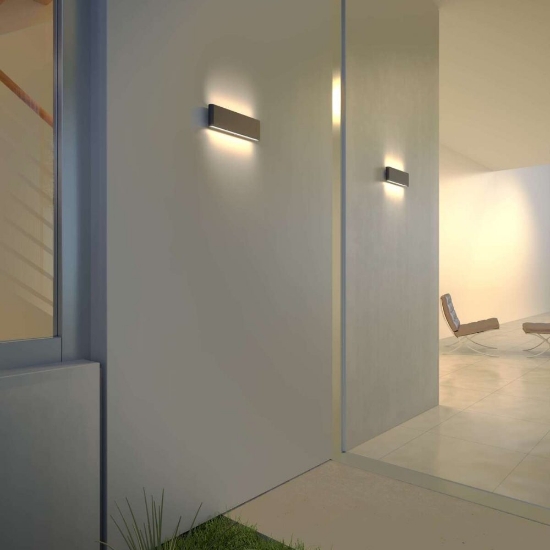 Applique da esterno rettangolare antracite led biemissione cct 3000k 4000k top light lima