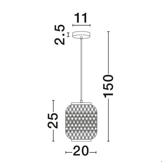 Lampada a sospensione in rattan 20 cm