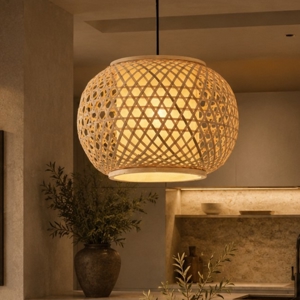 Lampadario a sospensione di rattan 30 cm