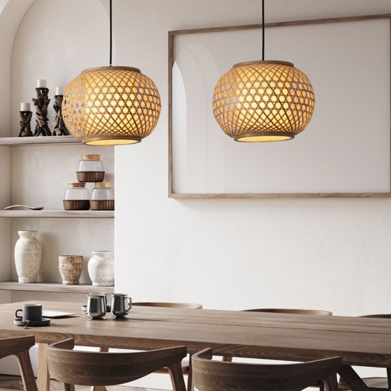 Lampadario a sospensione di rattan 30 cm