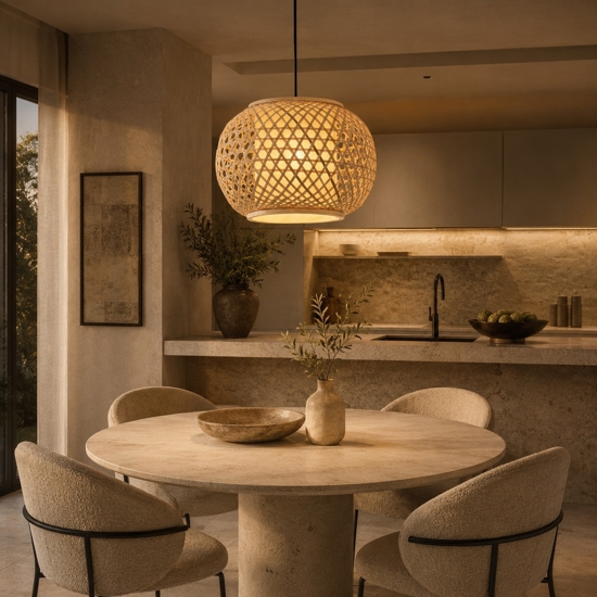 Lampadario a sospensione di rattan 30 cm