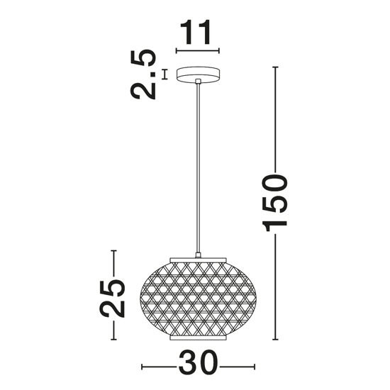 Lampadario a sospensione di rattan 30 cm