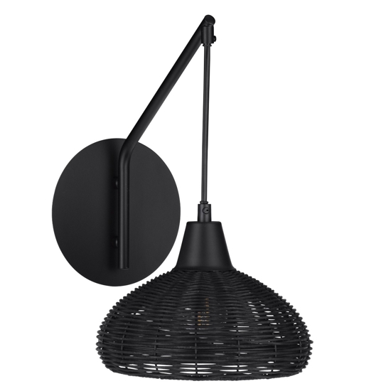 Applique da comodino in rattan nero per camera da letto