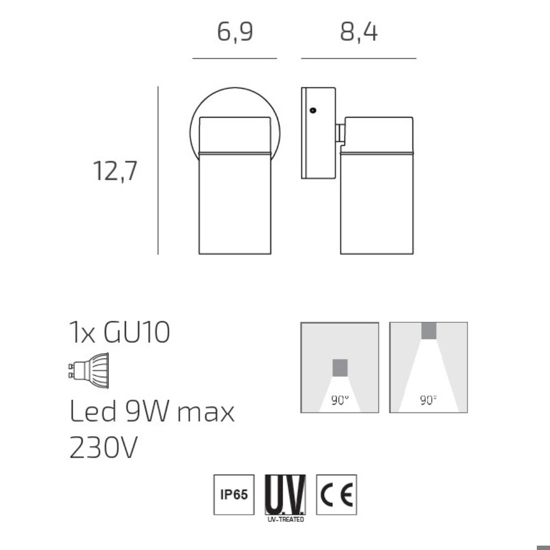 Top light oslo faretto da esterno antracite luce orientabile ip65