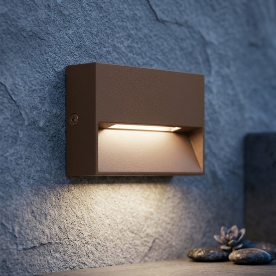 Ideal lux dedra ap small segnapasso da esterno marrone led 3w 3000k ip65