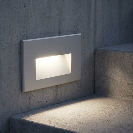 Segnapasso rettangolare per esterno da incasso a parete grigio led 3w 3000k