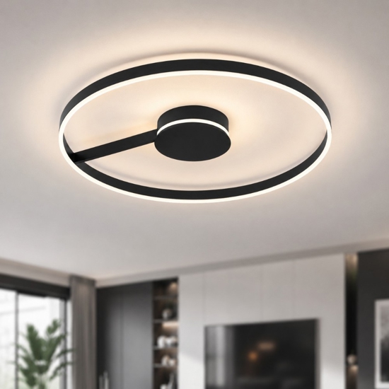 Grande plafoniera 80 cm nera moderna per soggiorno led 57w cct 2700k 3000k 4000k dimmerabile