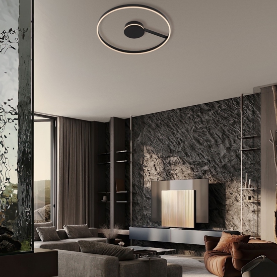 Grande plafoniera 80 cm nera moderna per soggiorno led 57w cct 2700k 3000k 4000k dimmerabile