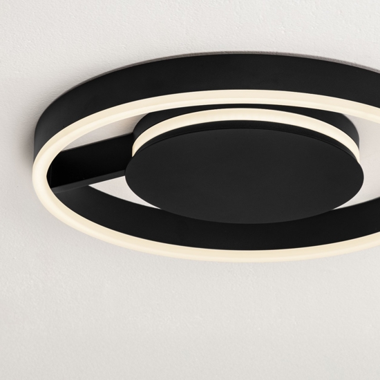 Plafoniera moderna 40 cm nera led 41w cct 2700k 3000k 4000k dimmerabile per camera da letto