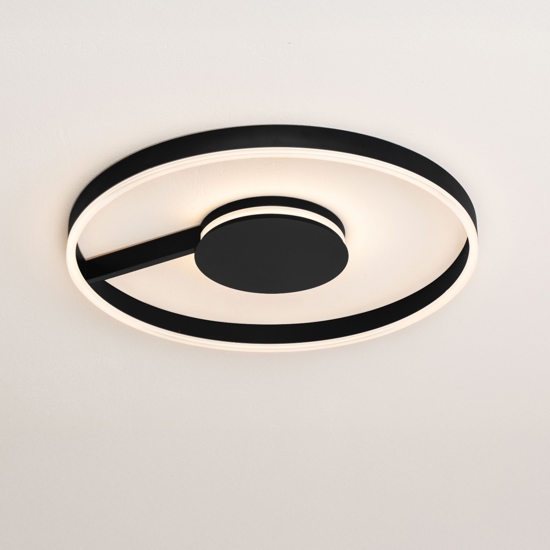 Plafoniera nera moderna rotonda 60 cm led 48w cct 2700k 3000k 4000k dimmerabile