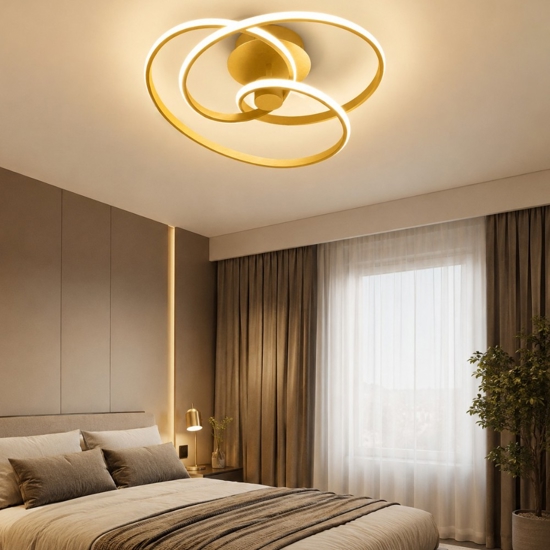 Plafoniera per camera da letto diva oro gea luce led 40w 3000k