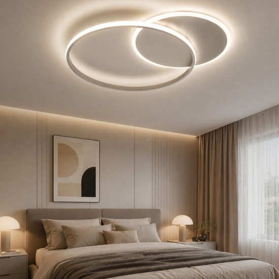 Plafoniera camera da letto vivida eclipse2 bianca led 50w cct 3000k 4000k