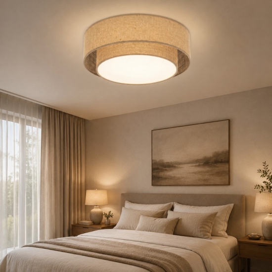 Plafoniera cilindro di iuta moderna per camera da letto
