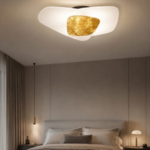 Plafoniera per camera da letto 54cm vetri bianchi foglia oro strategy top light