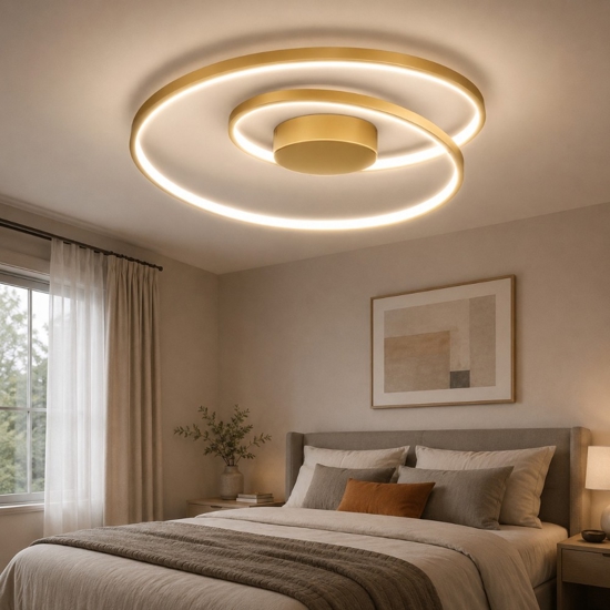 Oz pl dali ideal lux plafoniera led 3000k dali push dimmerabile ottone