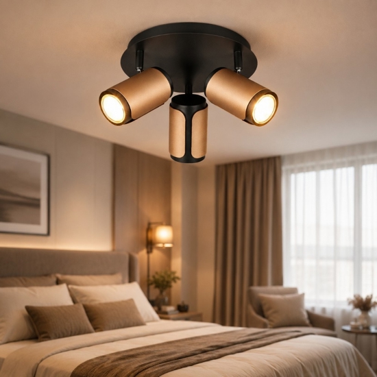 Plafoniera da soffitto con 3 spot orientabili nero caffe