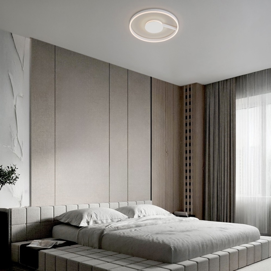 Plafoniera cerchio 60 cm bianca moderna led 48w cct 2700k 3000k 4000k dimmerabile per soggiorno