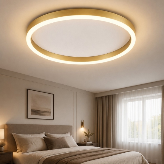 Gea luce aela p-m oro plafoniera per camera da letto led 60w cct 3000k 4000k