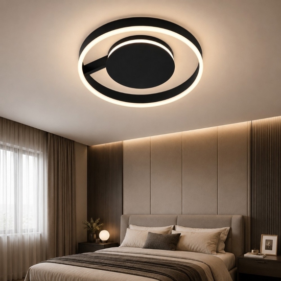 Plafoniera moderna 40 cm nera led 41w cct 2700k 3000k 4000k dimmerabile per camera da letto