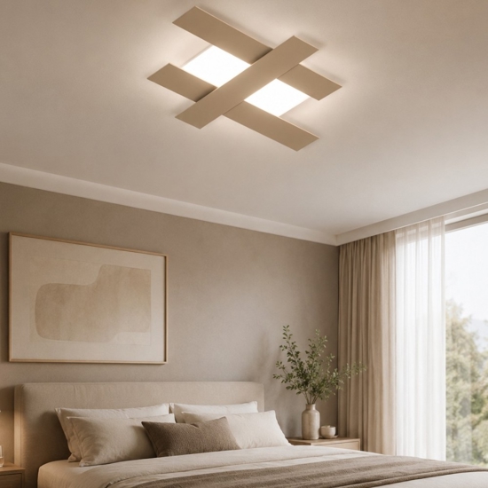 Plafoniera led 30w 3000k gea luce doha bianco tortora moderna