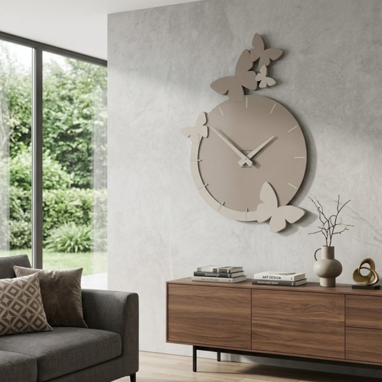 Orologio moderno farfalle da muro colore tortora