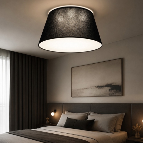 Plafoniera per camera da letto nera cono di tessuto da soffitto 50 cm
