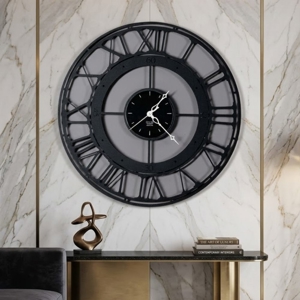 Orologio da muro nero 50cm numeri romani design