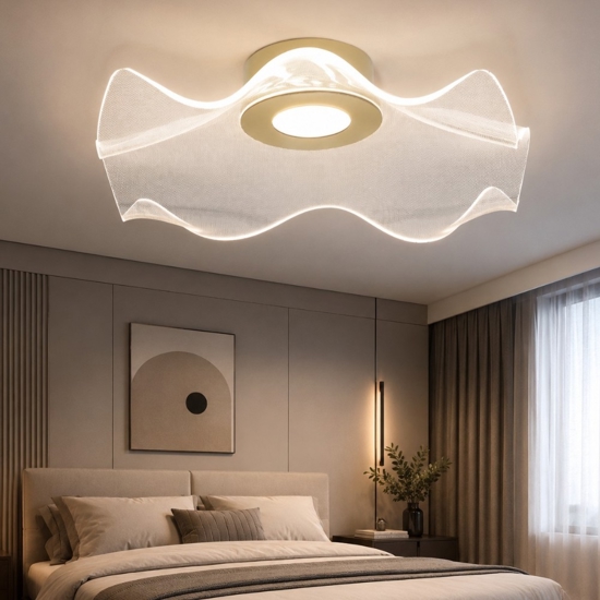 Plafoniera oro design fazzoletto led 31w 3000k moderna
