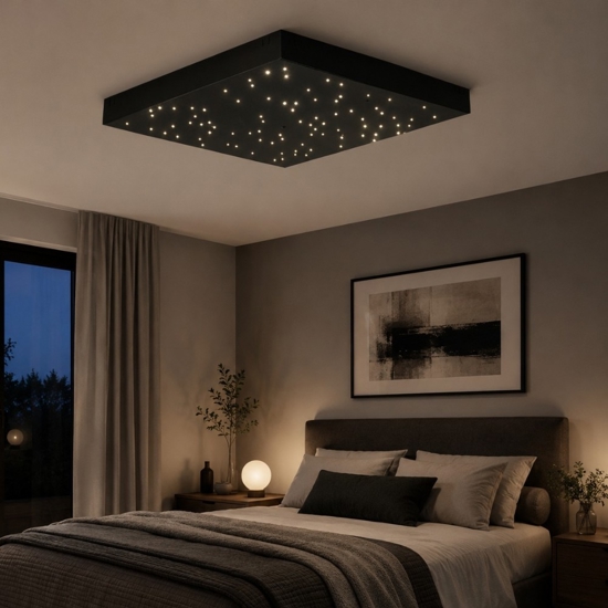Plafoniera pannello led cielo stellato nero 30x30