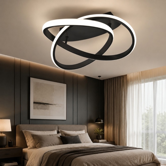 Plafoniera camera da letto led 18w 3000k dimmerabile nera