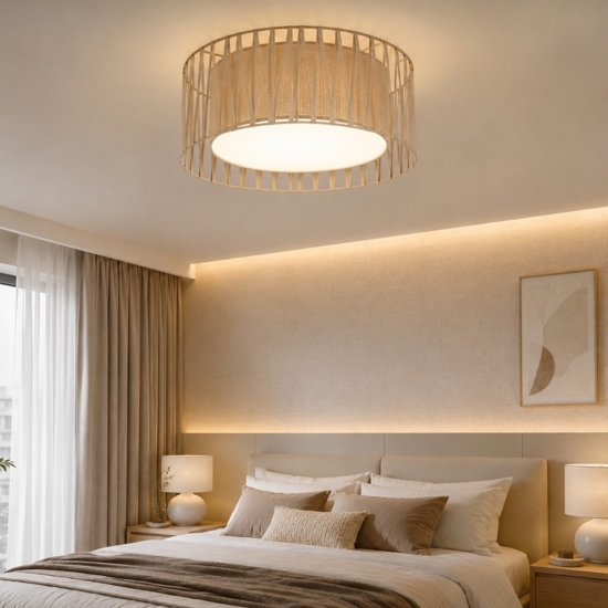 Plafoniera di tessuto 50 cm sabbia design moderno per camera da letto